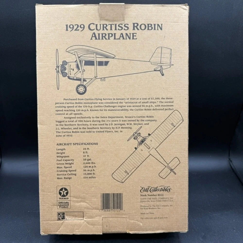 Vintage Wings of Texaco 1929 Curtiss Robin Airplane Bank‎ Diecast Red OS Vintage